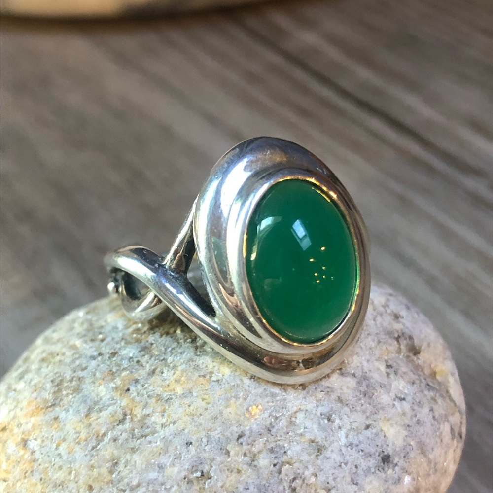 Carolyn Pollack Paradise Green Chalcedony Sterling Ring 10 - Picture 5 of 12